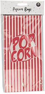 Dabmoo Paper Popcorn Bags Striped Retro Cinema Movie Film Night Style Boxes Favour Party Celebration Fun Kids Children Loot Bags Hollywood Cinema Treat Disposables Pack [ Pack Of 10, 1PKT ]