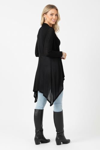Image of ToBeInStyle Womens Open Front Long Sleeve Lightweight Asymmetrical Draped Cardigan with Side Pockets