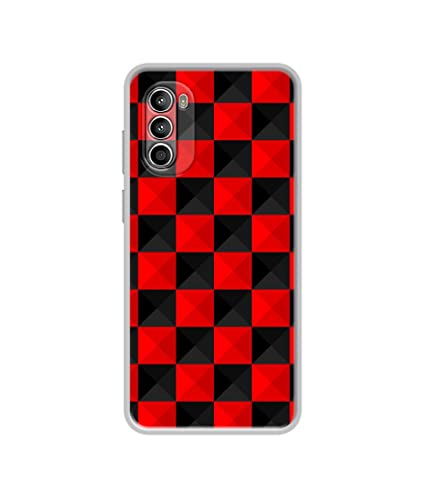 Image of Red N Black Cubes Design Printed Silicon Soft TPU Back Case Cover for Motorola Moto G52 4G / Moto G82 5G