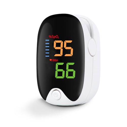 Oxímetro de Dedo Profesional, Pulsioxímetro con Pantalla en Color, Oxímetro de Pulso de Dedo para Moniteur de Niveau D'oxygène Frecuencia Cardiaca y PI, 2 Pilas AAA No Incluye