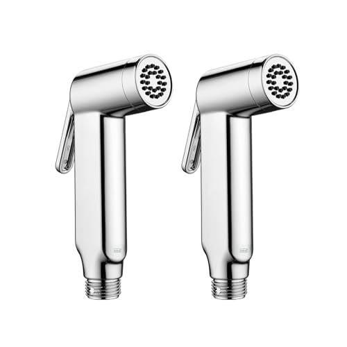 Image of Freshco Cubo Health Faucet for Toilet (Pack of 2 Guns) | Handheld Bidet Sprayer Heads | High Pressure Jet Spray | Rub-to-Clean Silicon Nozzles | Leak Proof Chrome Finish | Modern Square Design