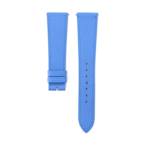Handdn Handmade Classic Saffiano Leather Watch Band, Quick Release Leather Watch Bands 16mm 18mm 19mm 20mm 22mm For Men And Women (Miami Blue)