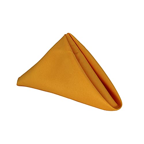 Weddecor 20 Inch Gold Cotton Polyester Table Napkin for Home, Hotel, Dinning, Wedding, Banquet, Party, Events, Hemmed Edges Lightweight & Machine Washable, 10pcs