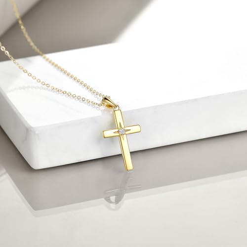 KECHO 14K Solid Gold Cross Necklace for Women Delicate Gold Diamond Heart Cross Pendant Necklace Religious Jewelry Christmas Gifts for Wife Mom Friends4