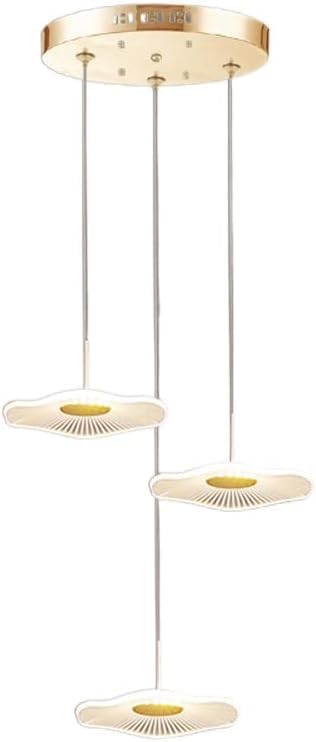 GGBBJJ Gold Lotus Leaf Shape 1-Light Pendant Light Modern LED Dining Chandelier 8-Lights Foyer Chandeliers for High Ceilings Flowers Nordic Entryway Staircase Lighting Living Room Kitchen Island