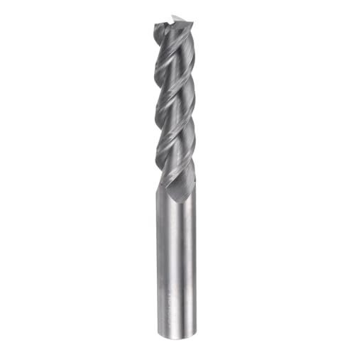 Image of uxcell Carbide Square End Mill, 1 /2 inch Diameter 3 Flutes Milling Bit Cutter, for Aluminum Copper Non-Ferrous Metal, 1 /2 inch Shank 2 inch Cut Length 4 inch Long
