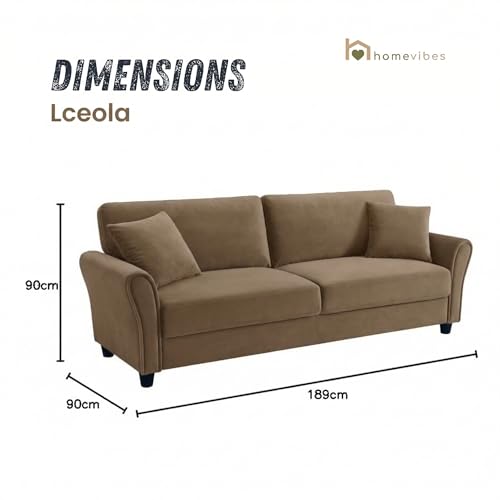 Image of 3 Seater lceola Premium Fabric Sofa |Stylish and Comfortable Living Room Furniture| Heavy Quality Sofa and Builtin| Throne of Comfort (Light Brown, 3 Seater)