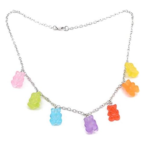 SONGLIN Creative Gummy Bear Shape Necklace Multicolor Candy Color Pendant Necklace for Women Cover