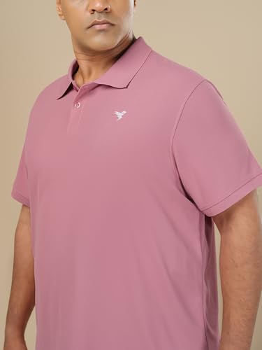 Image of TECHNOSPORT Men's Solid Slim Fit Polo Collar T-Shirt MATPIQ Half Sleeve Button Polyester for Gym Golf Casual Anti Odour UPF50+