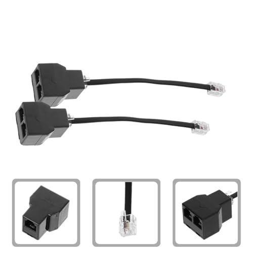 Image of Gadpiparty 4Pcs Rj11 Rj14 6P4C Telephone Line Adapter Splitter with Detachable 4-Core Cable for Landline Phones, Telephone Accessories for Home and Office Use, Black