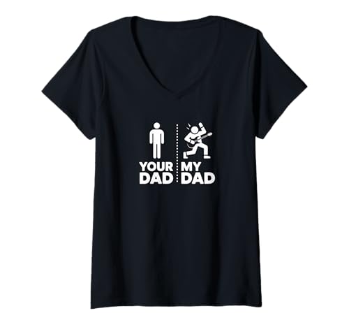 Donna Your Dad My Dad Rocks Awesome Fathers Day Tees Mugs and More Maglietta con Collo a V