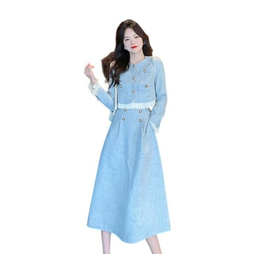Ensemble jupe en tweed chic de style français et veste patchwork vintage pour femme