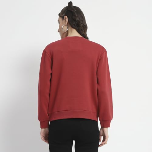 Image of Madame Solid Crew Neck Cotton Sweatshirt