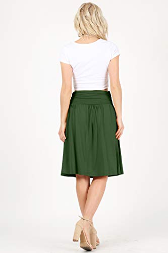 Image of Simlu Skirts for Women Regular and Plus Size Skirt with Pockets Below The Knee Length Ruched Flowy Midi Skirt