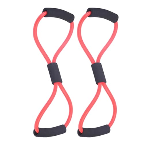 TOBBOMEY 2 Pezzi Fasce di Resistenza Forma 8 Rosse 2 Pezzi, Elastici Tiranti in Gomma per Allenamento Forza, Stretching e Yoga, per Palestra Domestica e Fitness da Viaggio