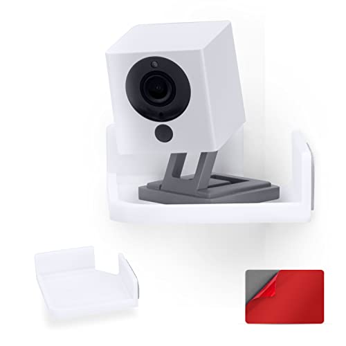 Image of Brainwavz Mini Corner Shelf Mount for Security Cameras, Baby Monitors, Speakers, Plants & More, Universal Holder, Strong Adheasive, No Mess, Screwless (White)