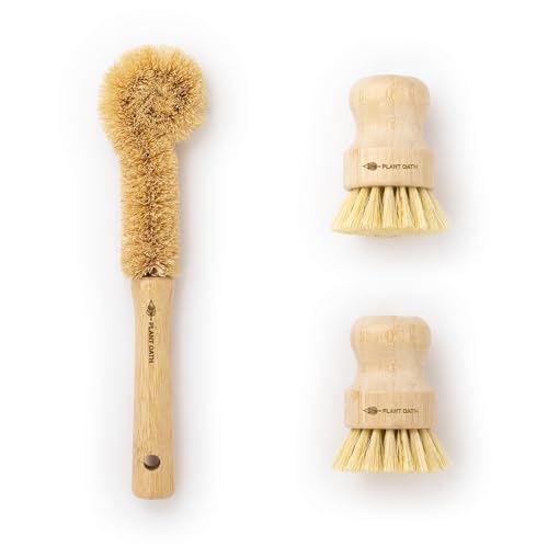 Image of Bamboo Dish Brush Set #09 | Eco-Friendly Kitchen Cleaning Brushes | Plastic-Free, Sustainable Home Cleaning Tools | Zero Waste, Bridal Shower & Housewarming Gift