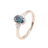 Homxi Women's Engagement Ring Gold 18 ct, Oval with Moissanite, Womens Wedding Band Gold Size 9