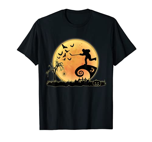 Hockey Player And Moon Silhouette Funny Halloween Costumes Camiseta