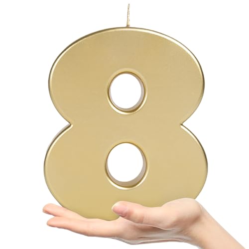 Vela de cumpleaños extragrande con números 0, 1, 2, 3, 4, 5, 6, 7, 8, 9, en color plata metalizado. Tamaño 20 cm. Tamaño gigante XXL. (8)