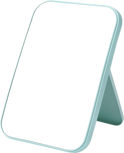 Leeonz Desktop Makeup Mirror - Foldable, Portable Square Princess Mirror with Stand for Women (Blue, 8-Inch, Tabletop Mount, Framed)