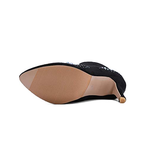Joojaky Woman Fashion Pointed Toe Ankle Booties Stilettos Rhinestone Zipper Boots4