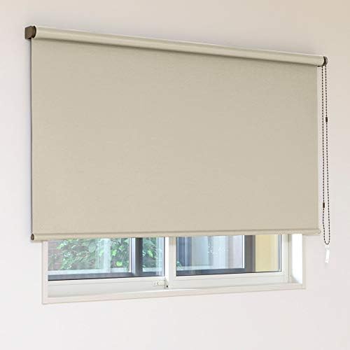 オーダー ロールスクリーン 防炎 非遮光 サニー ライトベージュ 幅69&times;丈95cm チェーン式 ブラウン 右操作