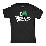 Picture of Mens St Patricks Day Shirt – Funny Irish I Clover Shenanigans Tee, Lucky Clover Graphic T Shirt, Soft Cotton Green Shamrock Outfit for Pub Crawls and Holiday Parties - Black - S