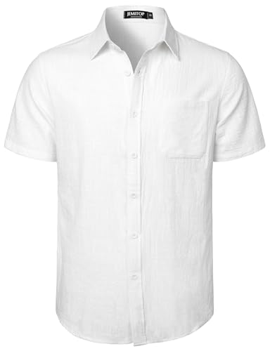 Mens Summer Cotton Linen Short Sleeve Button Down Shirt Casual Lightweight Tops with Pockets for Beach Vacation4