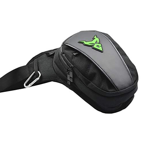Hebetag Motorcycle Drop Leg Bag Oxford Waist Pack for Men Women Bum Hip Fanny Belt Purse Pouch Outdoor Travel Hiking Cycling Thigh Daypack, Black(Green)