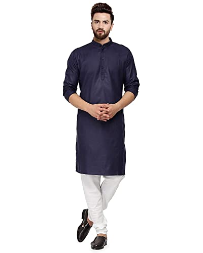 Image of weltpocket Men's Cotton Blend Solid Straight Kurta