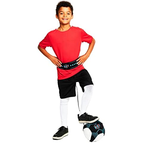 Football Flick HERO! Skills Belt | Football Kick Trainer with Adjustable Waistband and Bungee Cord | The Perfect Indoor & Outdoor Football Training Gift for Kids, Red, Blue, One Size Cover
