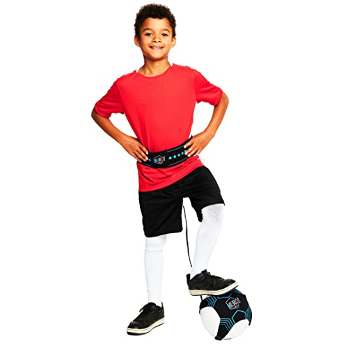 Football Flick HERO! Skills Belt | Football Kick Trainer with Adjustable Waistband and Bungee Cord | The Perfect Indoor & Outdoor Football Training Gift for Kids, Red, Blue, One Size