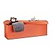 Relaxdays Banco plegable, Baúl de almacenaje, Cuero sintético, 38 x 114 x 38 cm, Naranja