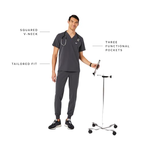 Image of FIGS Chisec Scrub Top for Men | 3 Pockets, Tailored Fit, Squared V-Neck, 4-Way Stretch, Moisture-Wicking