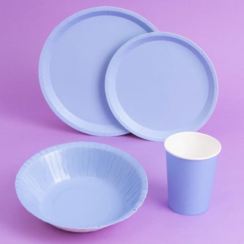 Miniatura 3 de Maxi Products - Set Vajilla Desechable Fiesta 20 Personas Azul Pastel - 114 Piezas - Vasos Cartón 270 Cc Platos Cartón Ø17 Y Ø20,5 Cm Servilletas Papel 25x25 Cm - Menaje Para Cumpleaños Y Eventos