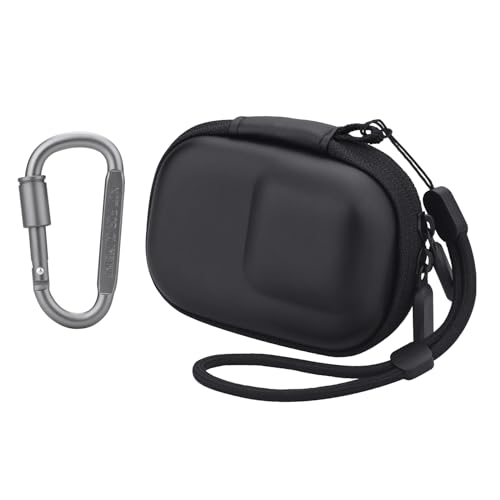 Carrying Case for DJI Osmo Action 5 Pro/4/3, Portable Storage Small Bag for GoPro, PU Hard Travel Case for Insta360 Ace/Ace Pro/2 with Wrist Strap & Carabiner Protective Accessories(Black)
