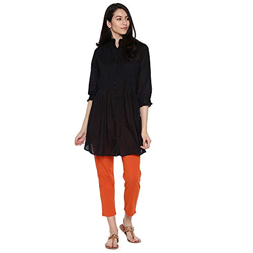 Image of GO COLORS Cotton Stretch Kurti Pants Full Length for Women | Breathable, Mid Rise, Tall