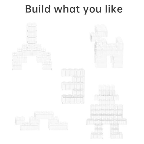 Image of Classic Bulk Brick Block 2x4, 200 Piece Building Brick Full Transparency, Compatible with Lego Parts and Pieces 3001, Creative Play Set - Compatible with Major Brands(Colour:Full Transparency)