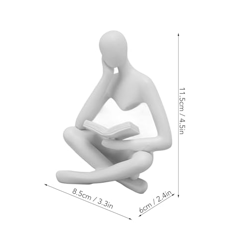 Estatua Decorativa Pensador de Resina Blanca miniatura 2