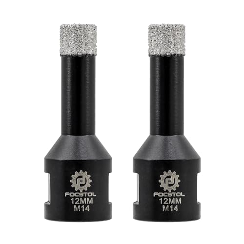 FOCSTOL Brocas Diamante - 2 piezas 12mm Corona Diamante para Porcelanico Baldosa Cerámica Mármol Granito Cuarzo para M14 Rosca Amoladora Angular