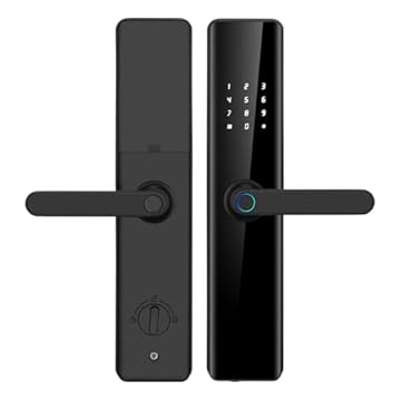Fechadura Eletronica Digital 4 maneiras de desbloqueio Com Biometria Senha Tuya Wi-fi Cor Preta