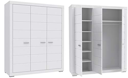 Schlafzimmer Set Snow Bettgestelle Nachttisch Sideboard Kleiderschrank (Mit Lattenrost) – Bild 3