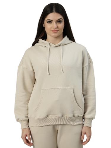 unaone Pure Cotton Fleece Black Oversized Full Sleeve Winter Wear Hooded Sweatshirt for Women-picture-27