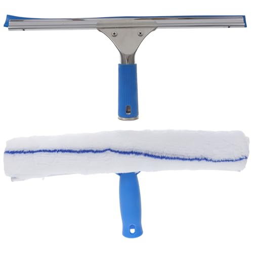 Hemobllo Limpiacristales con Escobilla y Paño de Microfibra para Ventanas Espejos Azulejos y Mármol Herramienta Doméstica para Limpieza sin Marcas y Secado