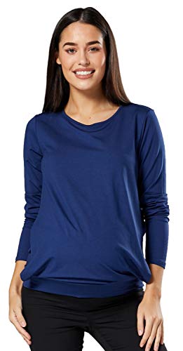HAPPY MAMA. Donna Maglietta a Strato Top prémaman T-Shirt L'Allattamento. 005p (Blu Grigio, IT 44/46, L)