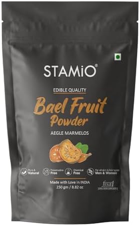 STAMIO Bael Fruit Powder 250gm | Belgiri, Bealgiri, Bael Phal Dry, Wood Apple, Aegle Marmelos, Bilva, Maredu Phalam | Digestive Health | In Pouch 8.82 oz