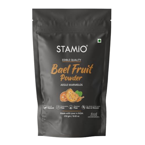 STAMIO Bael Fruit Powder 250gm | Belgiri, Bealgiri, Bael Phal Dry, Wood Apple, Aegle Marmelos, Bilva, Maredu Phalam | Digestive Health | In Pouch 8.82 oz