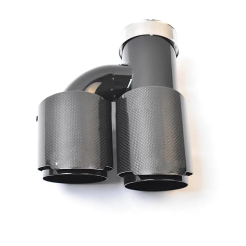 Tuyau d'échappement voiture en acier inoxydable noir et carbone bouclé biseauté 51-76mm