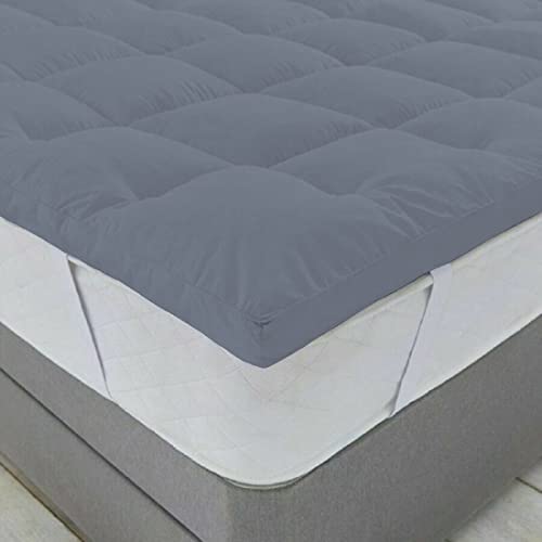 Image of 1200GSM Hollow Fibre Mattress Padding /Topper Dark Blue for Twin Bed-48 Inch X 72 Inch